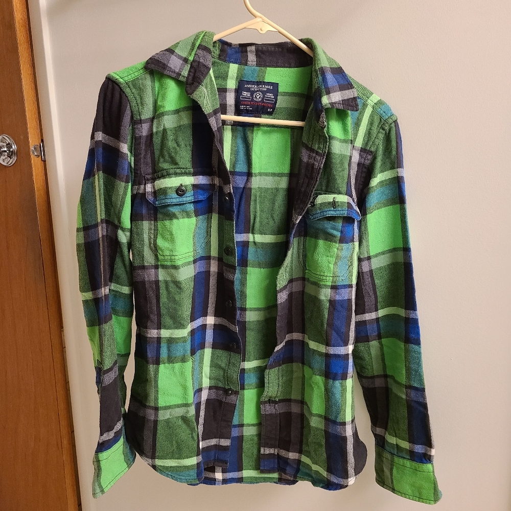 AE green flannel
